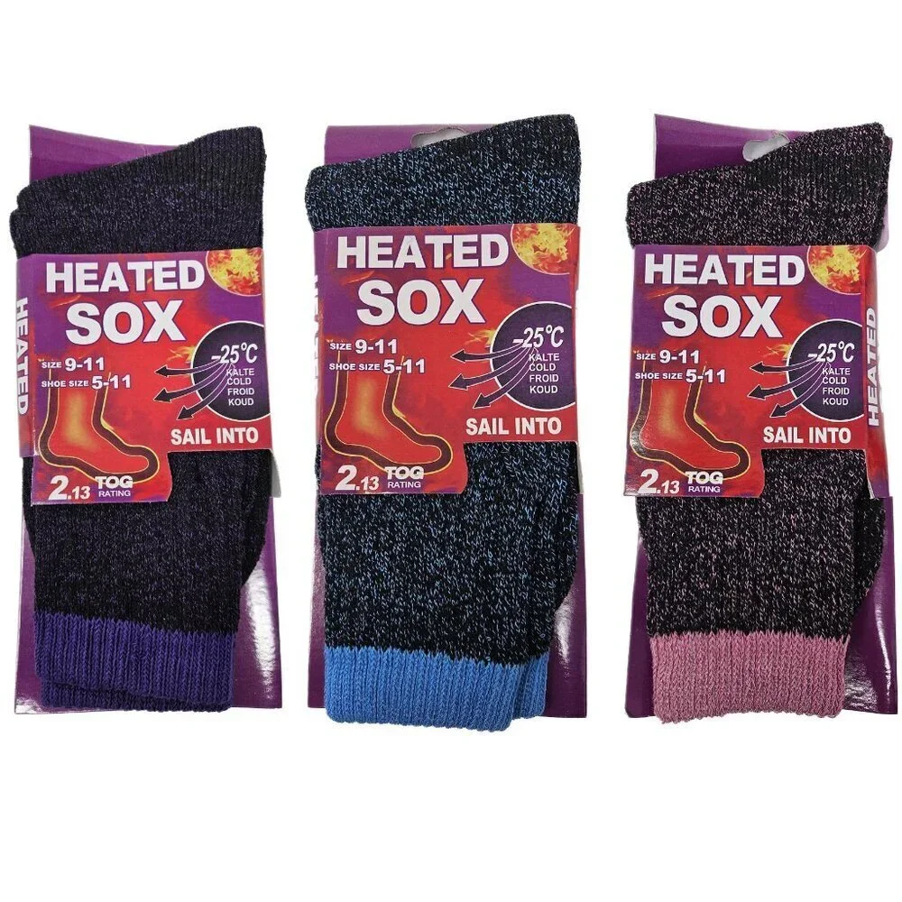 Women Winter Socks Heated Thermal Heavy Duty Crew Warm Socks Size 9-11 3-Pack
